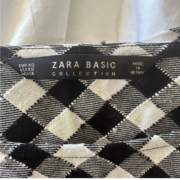 Zara Gingham Poplin Checkered Black & White Tunic Short Dress Top, Size XS - Picture 13 of 14